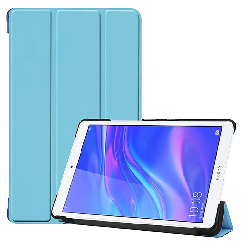 Wewoo Housse Coque Étui en cuir PU avec dessin coloré et texture horizontale pour Huawei MediaPad M5 Lite 8.0avec support rabattable à trois Bleu ciel