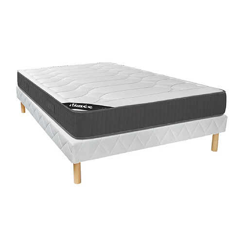 Vente-Unique Ensemble 140 x 190 cm sommier + matelas mémoire de forme ép.28cm - GIZEUX de YSMÉE