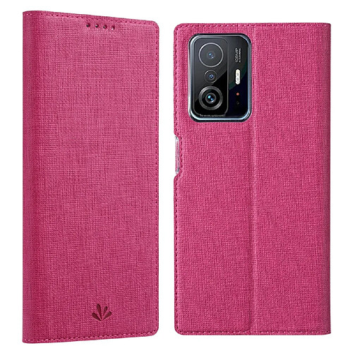 Etui en PU VILI fermeture automatique magnétique avec support et porte-carte rose pour votre Xiaomi 11T/11T Pro