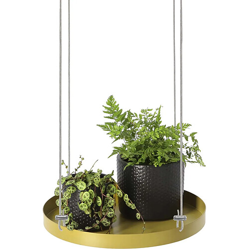 Esschert Design Support à plantes rond à suspendre doré Diamètre de 24 cm.