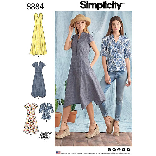 Simplicity 8384 Robe pour Femme avec Variations de Longueur et Dessus, Papier, Blanc, 22 x 15 x 1 cm