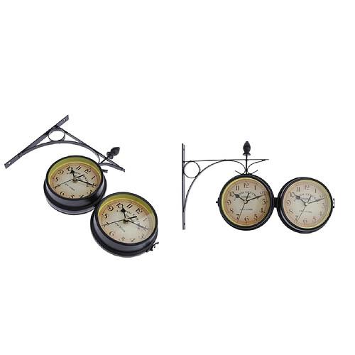 2 Pièces 8,5 ""pouces Intérieur Double Face Support Extérieur Jardin Horloge Murale