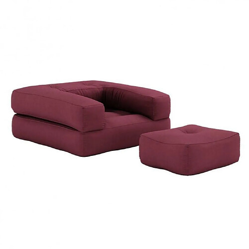 Inside 75 Fauteuil futon standard convertible CUBE CHAIR couleur bordeaux