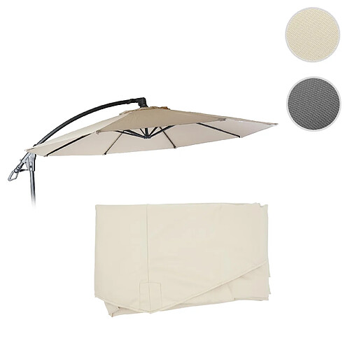 Mendler Revêtement de rechange pour Deluxe Parasol HWC-D14, Revêtement de parasol ronde Ø 3m ~ crème sans flap