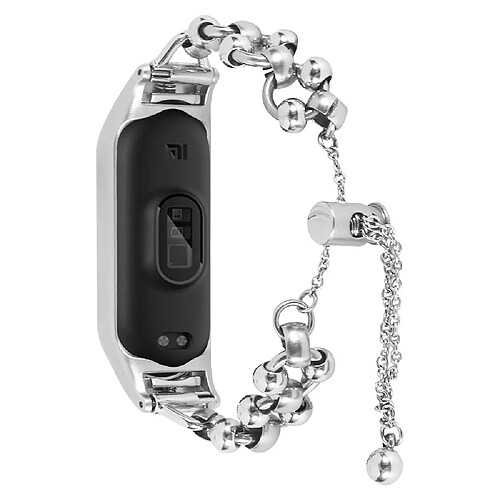 Bracelet en métal décor de perles creuses pour votre Xiaomi Mi Band 3/4 - argent