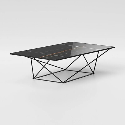 Inside 75 Table basse EVOQUE structure acier couleur noir - plateau verre Sahara noir