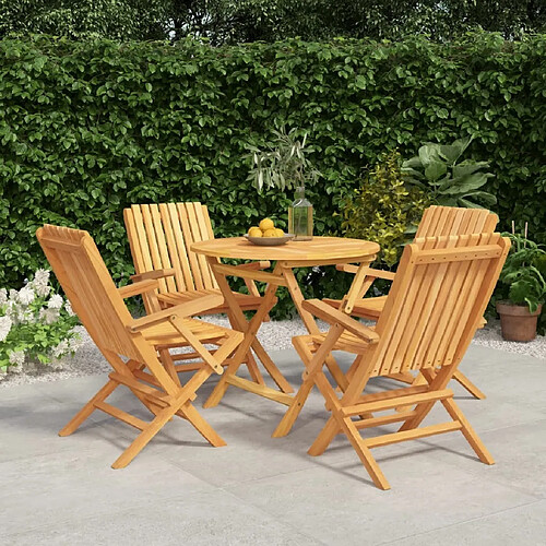 Salle à dîner de jardin 5 pcs,Table et chaise à manger Bois de teck massif -MN59119