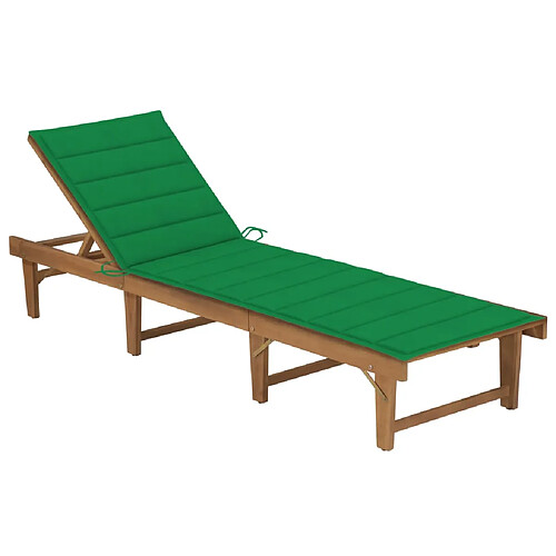 vidaXL Chaise longue pliable avec coussin Bois d'acacia solide