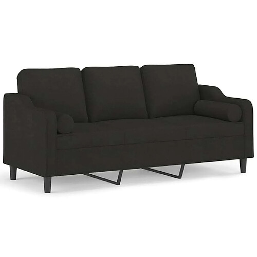 Maison Chic Canapé 3 places avec oreillers,Sofa de Salon,Canapé droit décoratifs noir 180 cm tissu -GKD491606