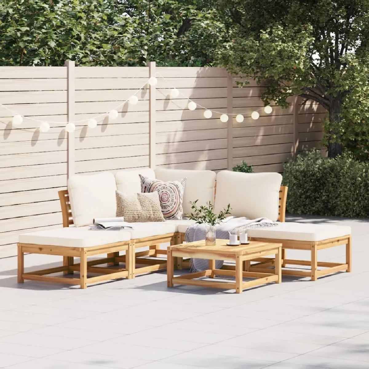 vidaXL Salon de jardin 6 pcs avec coussins bois d'acacia solide