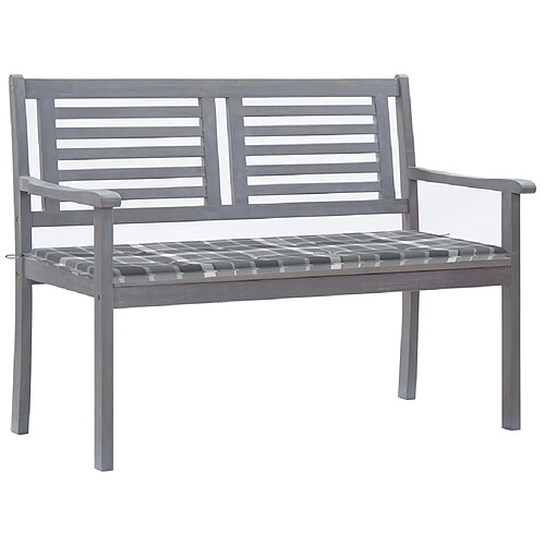 vidaXL Banc de jardin 2 places avec coussin 120 cm Gris Eucalyptus