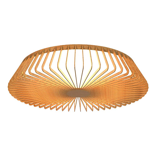 Inspired Plafonnier rond de 63 cm (lumière uniquement), LED 80 W, blanc accordable 2 700-5 000 K, 3 500 lm, télécommande, bois, 3 ans de garantie