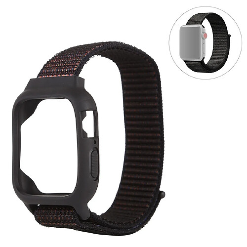 Wewoo Pour Apple Watch Series 5 & 4 44 mm / 3 & 2 & 1 42 mm Bracelet de montre en nylon avec crochet et fermeture à boucle noir brun