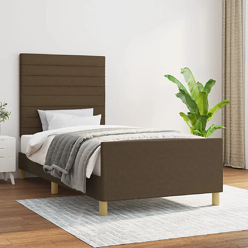 vidaXL Cadre de lit sans matelas marron foncé 90x190 cm tissu