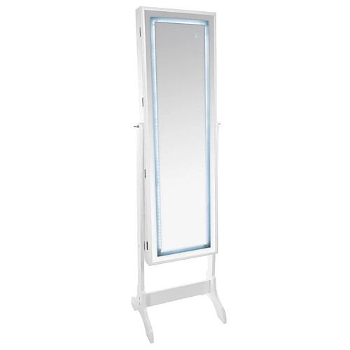 Pegane Armoire à bijoux LED blanche - L. 34 x H. 117 cm