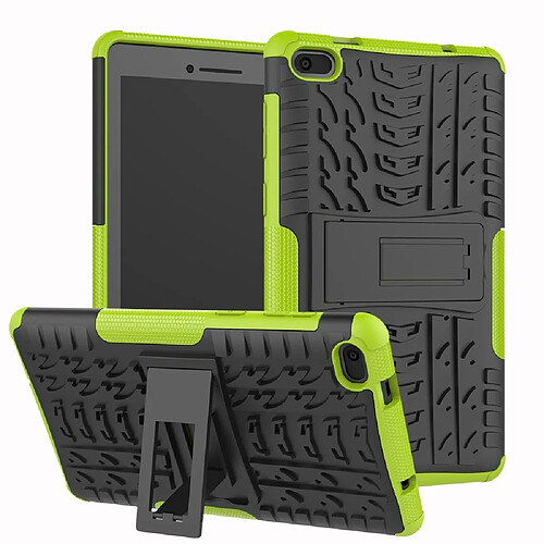 Coque en TPU cool pneu hybride avec béquille vert pour votre Lenovo Tab E7 7.0 7104F