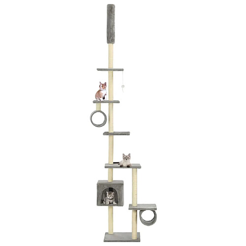 Arbre à chat avec griffoirs,niche pour chat en sisal 260 cm Gris -MN88930