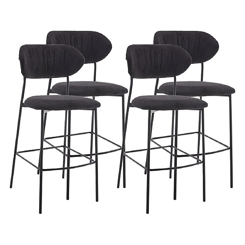 Lisa Design Rosita - lot de 4 tabourets de bar - en tissu - gris anthracite