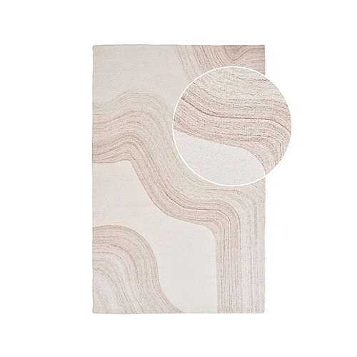 EPIKASA Tapis de Salon Rectangulaire Surat, Beige, Laine, 160x230x1 cm