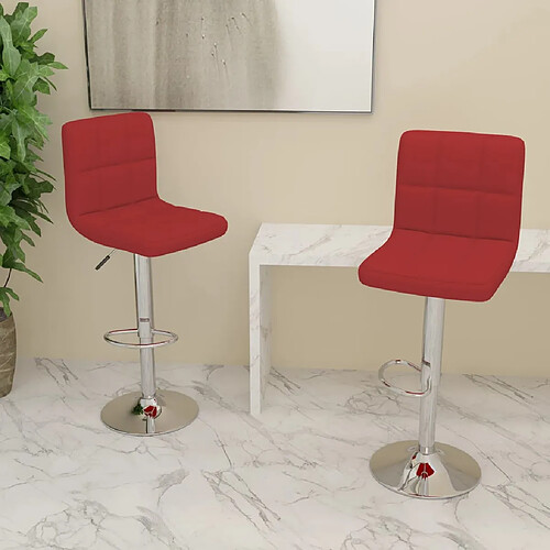 vidaXL Tabourets de bar lot de 2 rouge bordeaux tissu