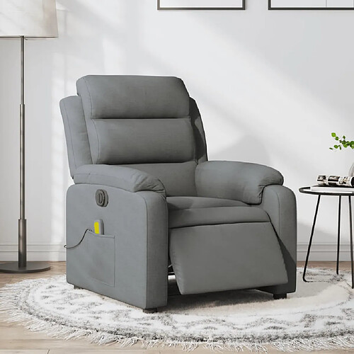 vidaXL Fauteuil inclinable de massage électrique gris foncé tissu