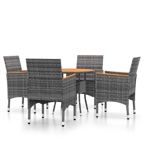 Maison Chic Salon de jardin de salle à manger 5 pcs,Table et Chaises d'extérieur,Mobilier de jardin Résine tressée Gris -MN98108