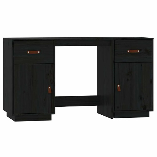 Maison Chic Bureau avec armoire de rangement,Table de travail,Table d'études Noir 135x50x75 cm Bois massif de pin -GKD57307