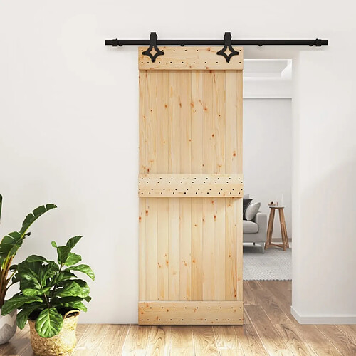 vidaXL Porte coulissante et kit de quincaillerie 80x210 cm pin massif