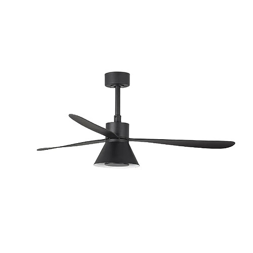 Faro Barcelona Grand ventilateur de plafond noir à DEL conique, 6 vitesses