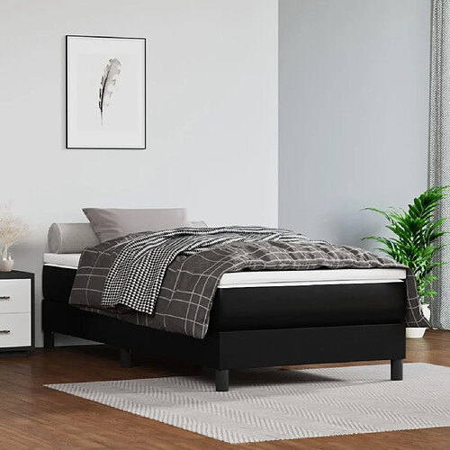 Maison Chic Lit Adulte - Lit simple Lit à sommier tapissier avec matelas moelleux - Meuble de Chambre - Noir 100x200 cm Similicuir -MN23295