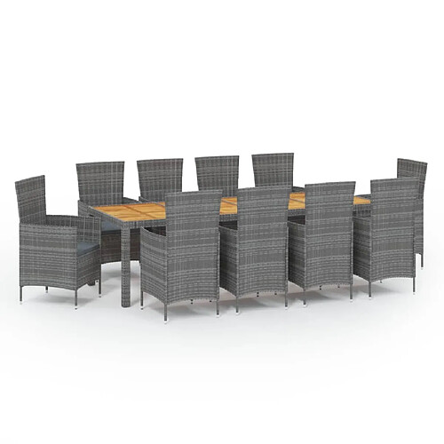 Maison Chic Mobilier à dîner 11 pcs de jardin - Ensemble table et chaises d'extérieur - Salon/Mobilier de jardin classique coussins Résine tressée Gris -MN81706