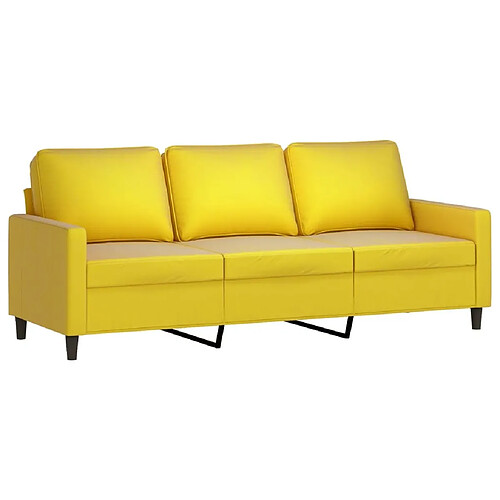 Maison Chic Canapé à 3 places,Canapé droit,Sofa de Salon,Banquette Jaune 180 cm Velours -GKD459943