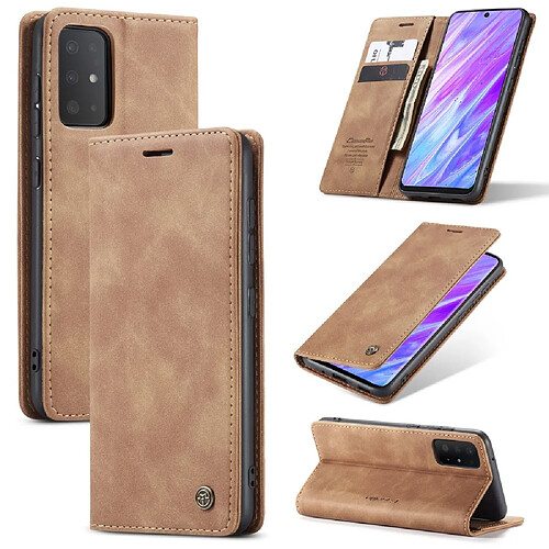 Caseme Etui en PU entreprise auto-absorbée marron clair pour votre Samsung Galaxy S20 Ultra/S11 Plus