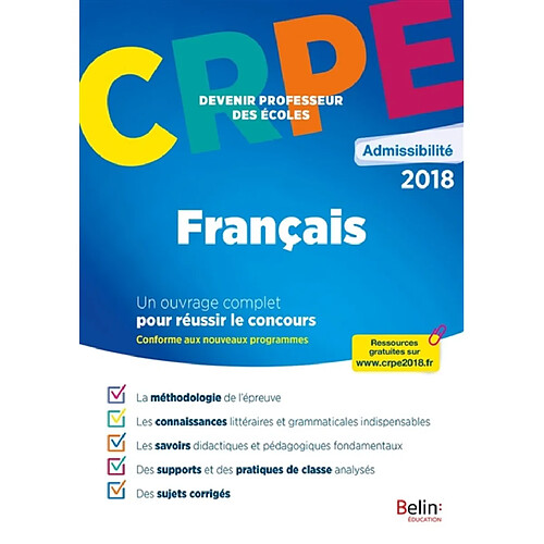 CRPE admissibilité 2018 : français · Occasion