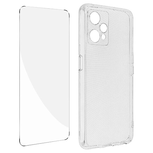 Avizar Coque Realme 9 Pro Plus et 9 4G Silicone Souple Film Verre Trempé 9H transparent