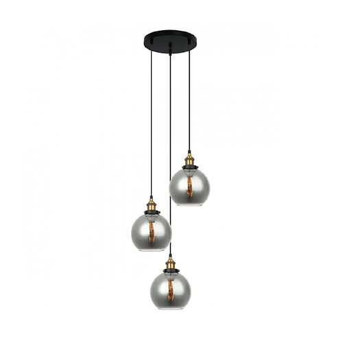 Luminaire Center Suspension industrielle et rétro Cardena Noir, doré 3 ampoules