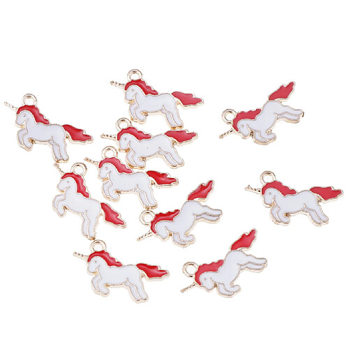 10 pièces charmes de licorne découvertes pendentif perles fabrication de bijoux artisanat rouge