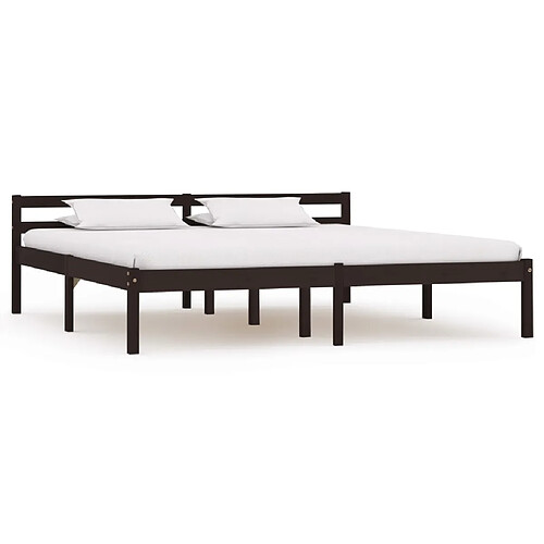 vidaXL Cadre de lit sans matelas marron foncé pin massif 180x200 cm