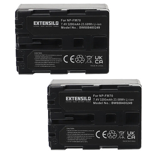 Vhbw EXTENSILO 2x Batteries compatible avec Sony DCR-TRV830, DCR-TRV840, DCR-TRV950, DSC-F707 appareil photo, reflex numérique (3200mAh, 7,4V, Li-ion)