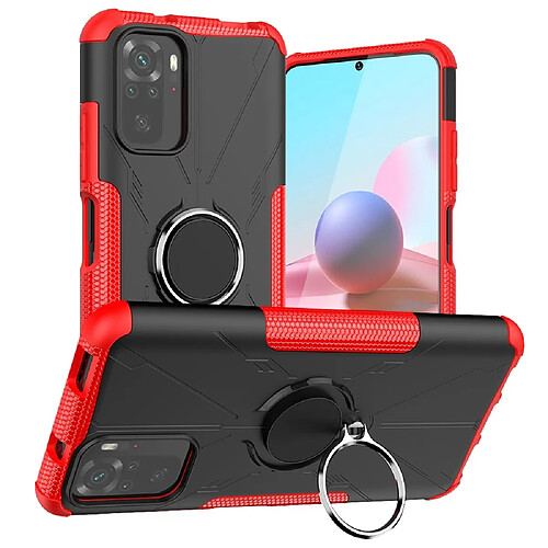 Coque en TPU anti-chocs avec béquille pour votre Xiaomi Redmi Note 10 4G/Note 10S - rouge