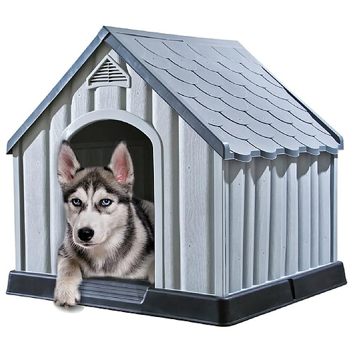 Niche pour chien,Abri Maisonnette pour chiens Gris 92x87x91 cm Plastique -MN64297