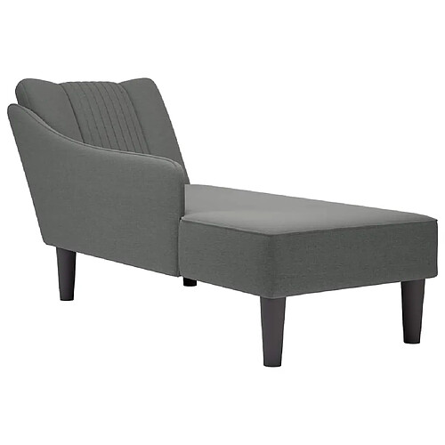 vidaXL Fauteuil long avec accoudoir droit gris foncé tissu