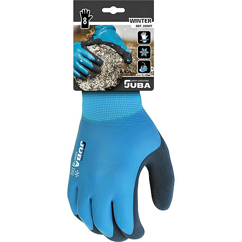 Gants de travail JUBA Polyester Nylon Nitrile Chaud Bleu - 10