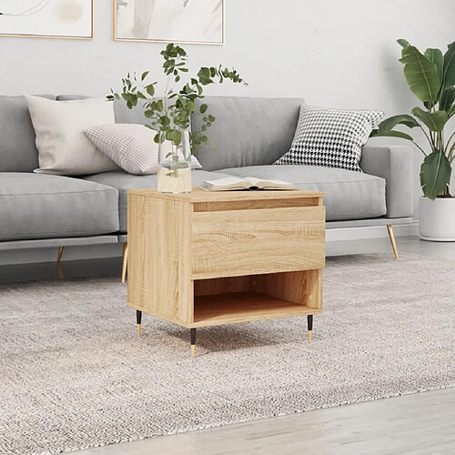 Maison Chic Table basse,Table Console Table d'appoint, Table pour salon chêne sonoma 50x46x50 cm bois d'ingénierie -MN20288