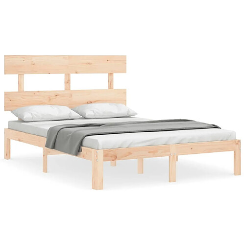 Maison Chic Cadre/structure de lit avec tête de lit pour adulte - Lit Moderne Chambre 120x200 cm bois massif -MN36875