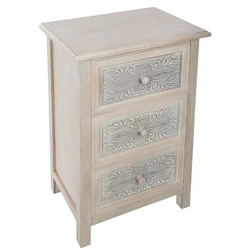 Pegane Commode en MDF de 3 tiroirs coloris chêne - Dim : L.48 x l.34 x H.80 cm