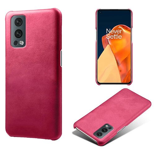 Coque en TPU + PU couleur unie simple rose pour votre OnePlus Nord 2 5G