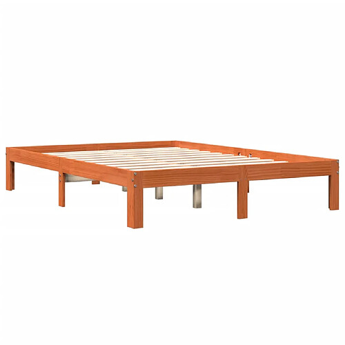 Vidaxl Cadre de lit cire marron 140x190 cm bois de pin massif