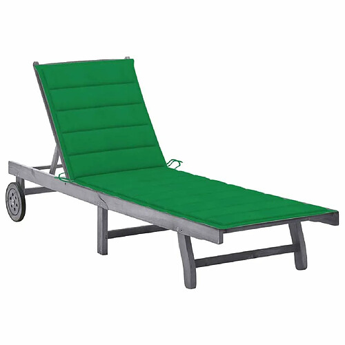 Maison Chic Chaise longue de jardin, Transat, Bain de Soleil avec coussin Gris Bois d'acacia solide