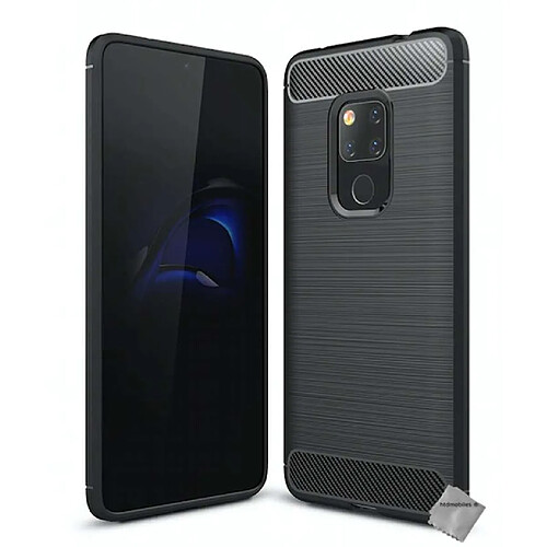 Htdmobiles Coque silicone gel carbone pour Huawei Mate 20 + film ecran - NOIR